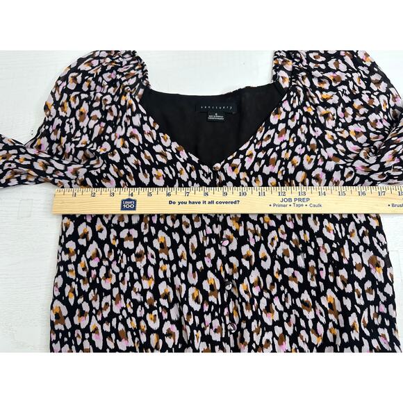 Sanctuary Meadow Blouse Black Print Floral Print V-Neck Long Sleeve Relaxed S - Picture 8 of 8
